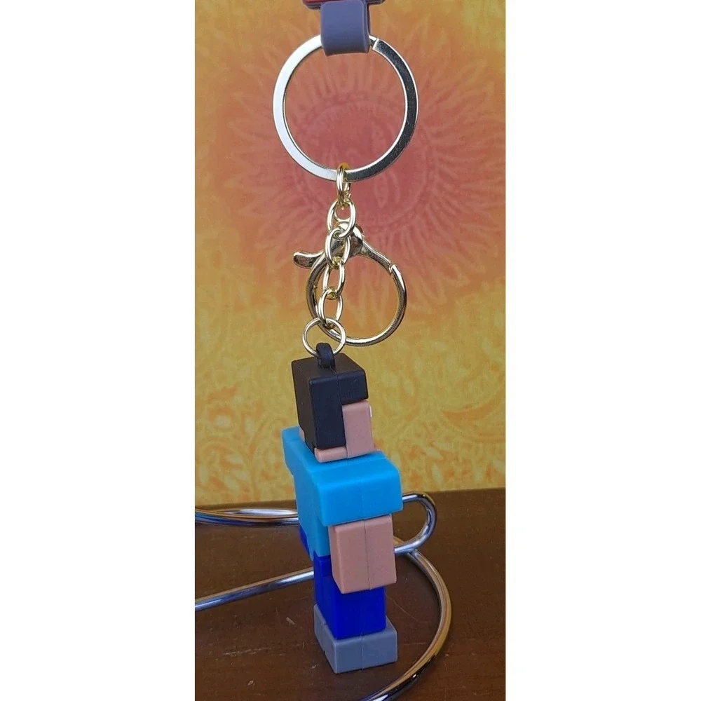 Steve‎ 3D PVC Minecraft Figure Keychain Backpack Wristlet